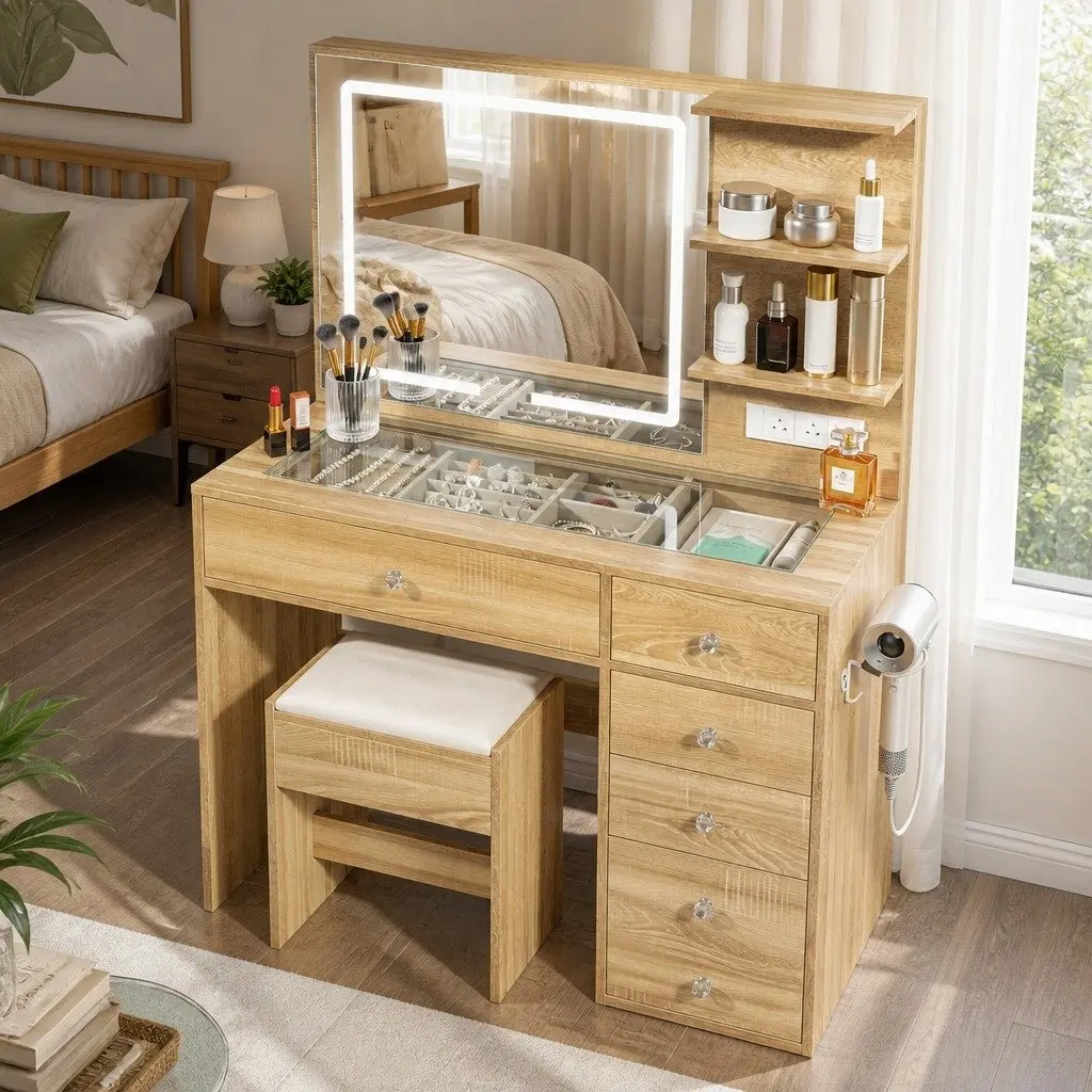 LED Dressing Table with Ample Storage