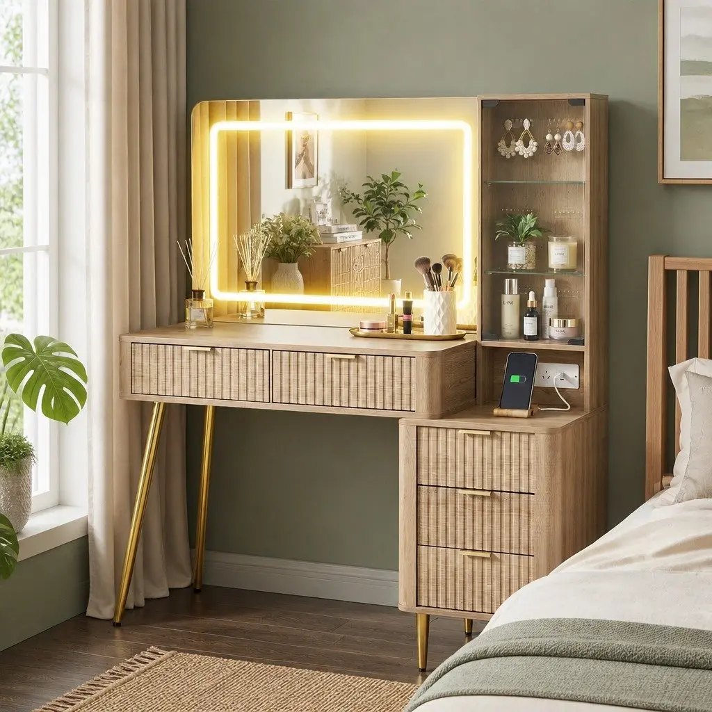 LED Vanity Dressing Table with Ample Storage