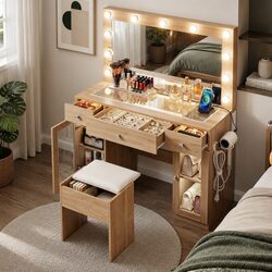 Quality Dressing Table with LED Mirror and Ample Storage