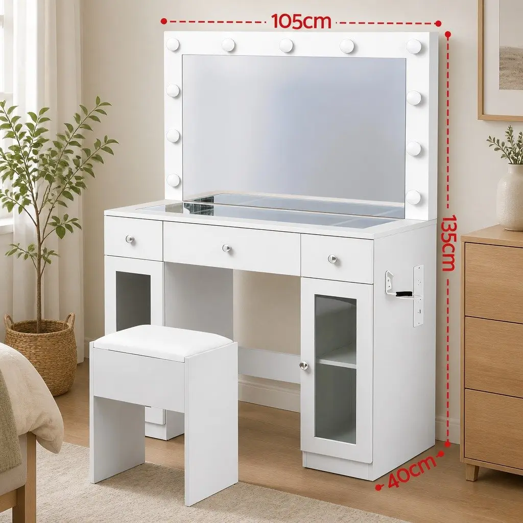 Dressing Table Vanity Desk Hollywood Mirror LED Bulbs RGB Light White