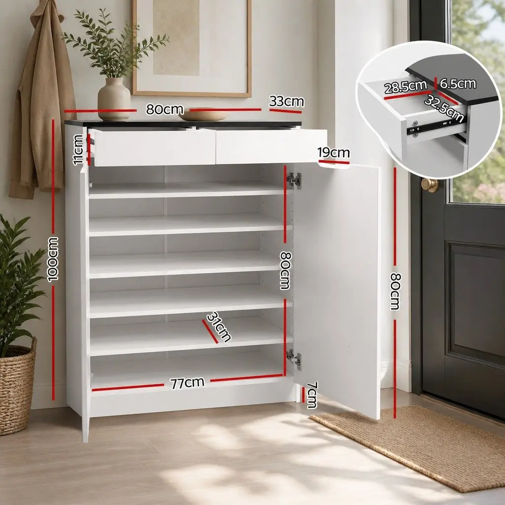 Shoe Rack Cabinet Storage Organiser Adjustable Shelves 30 Pairs White
