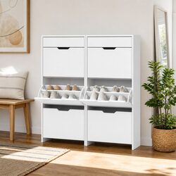 Functional White Shoe Organizer with Drawers