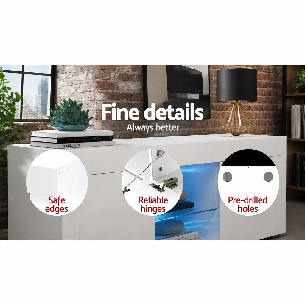 Entertainment Unit TV Cabinet 130cm Living Room Storage Shelves White