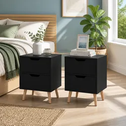 Welcoming Black Bedside Table with Ample Storage