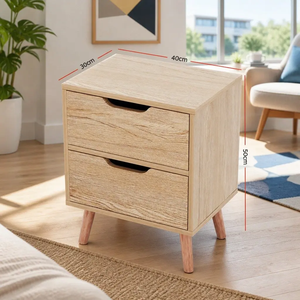 Bedside Table with Storage Drawers