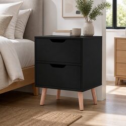 Reliable Black Bedside Table with Two Drawers for Your Needs