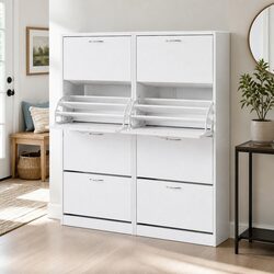 Affordable White Shoe Storage Solution with 4 Compartments