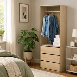 Reliable Wardrobe Organizer with 3 Drawers in Pine