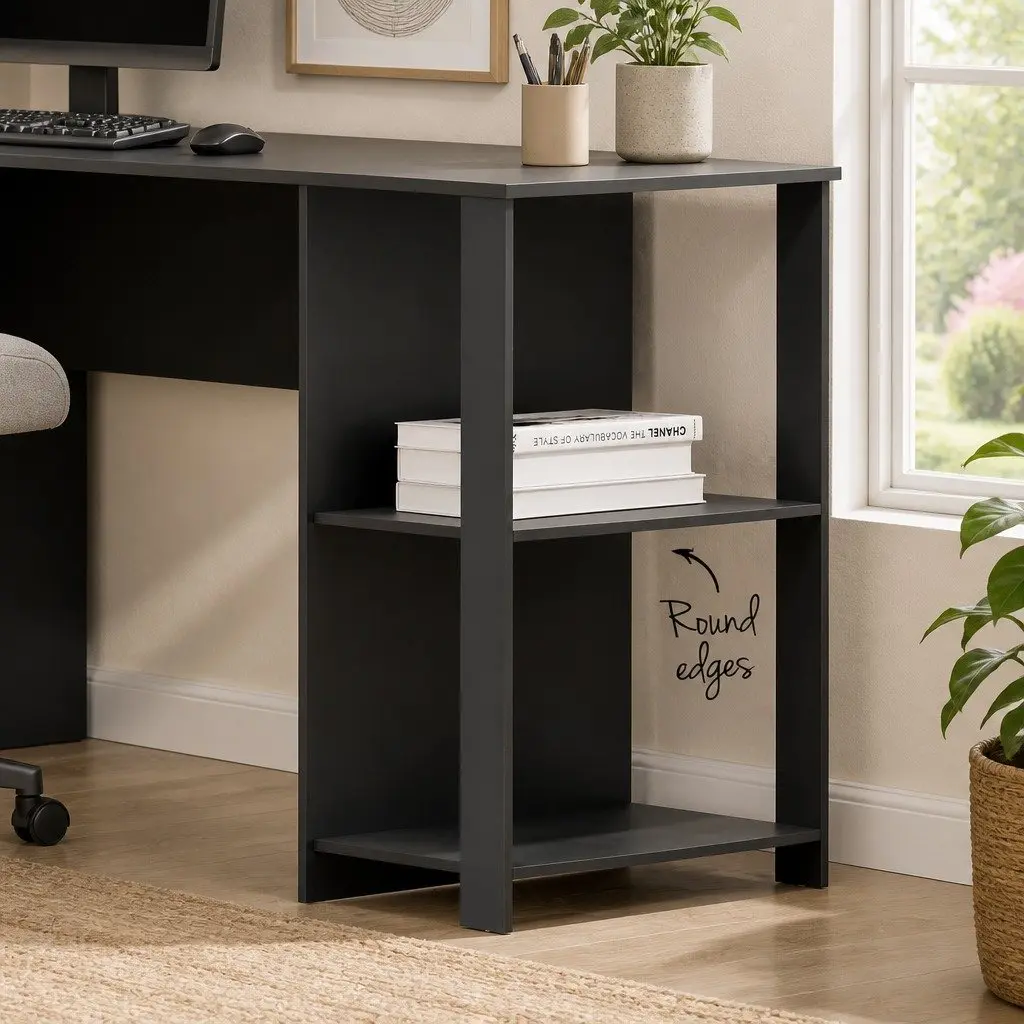 L-Shape Computer Desk with Storage and Stability