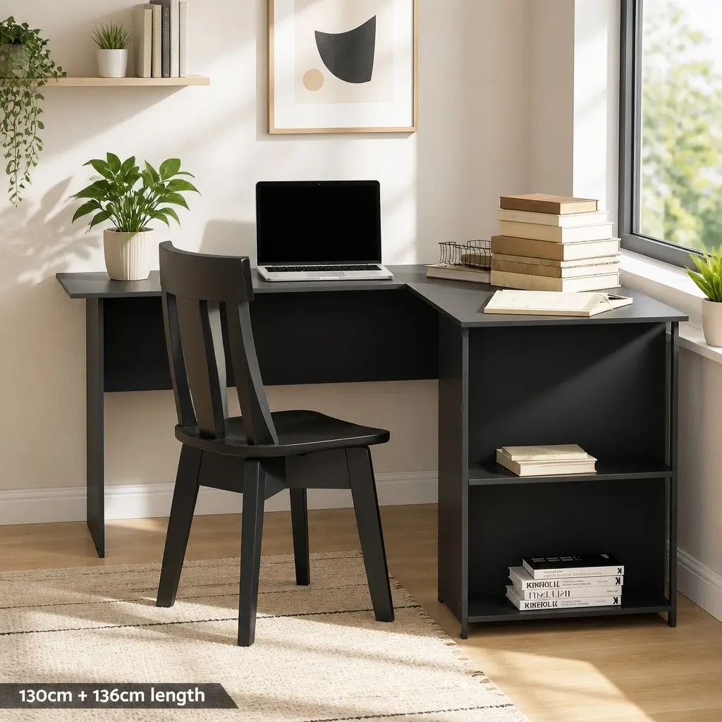 L-Shape Computer Desk with Storage and Stability