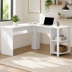 Practical L-Shape Computer Desk with Reliable Features