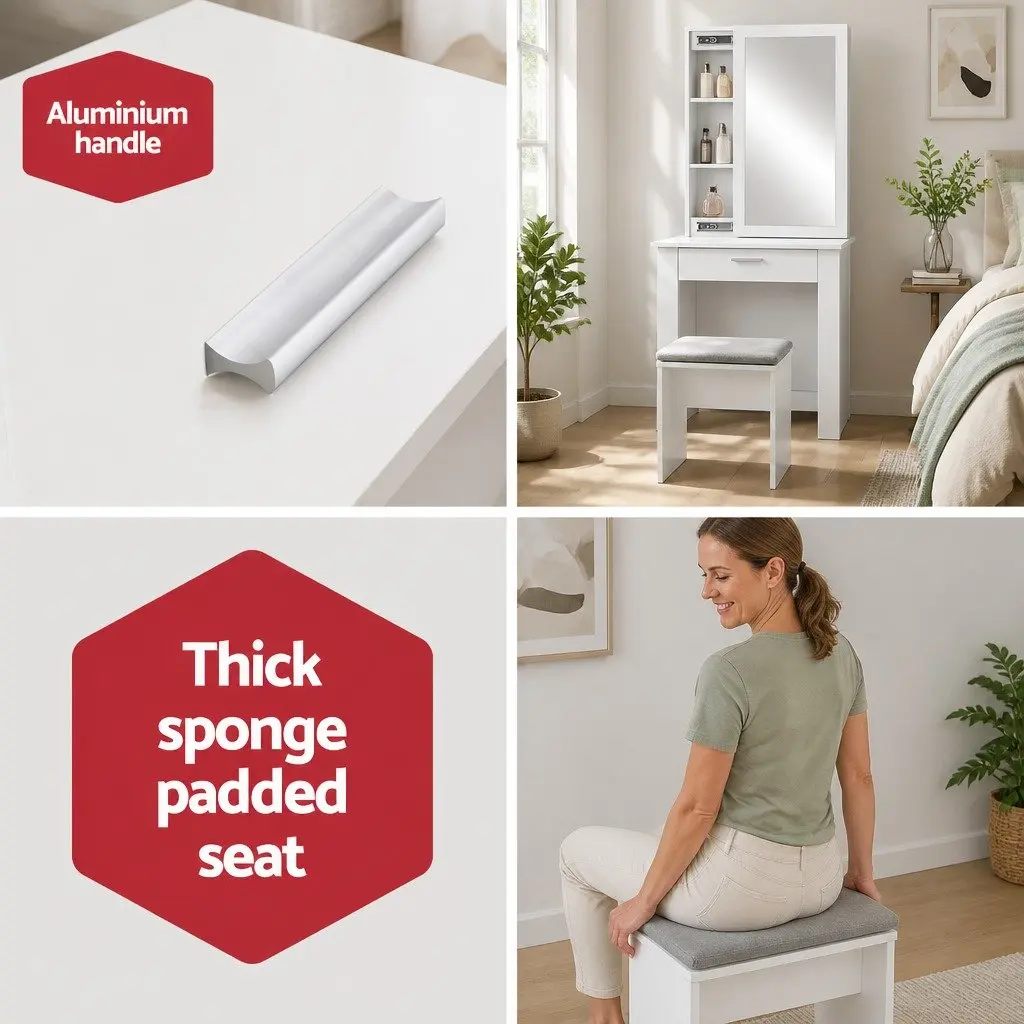 White Dressing Table Set with Comfort and Storage