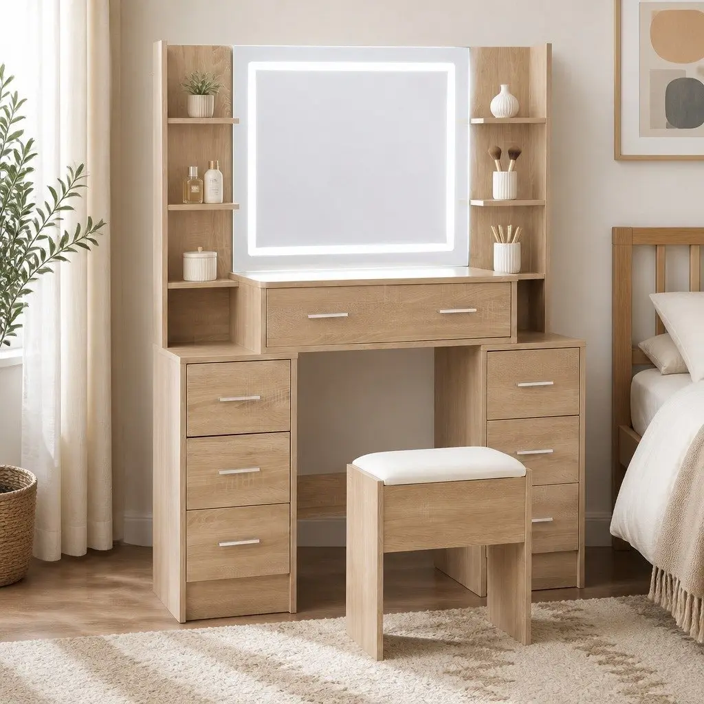 Dressing Table with Comprehensive Storage Solutions