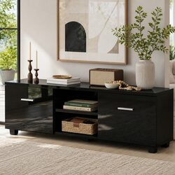 Warm and Practical 140cm Black Entertainment Unit