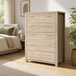 Reliable 5 Drawer Tallboy with Pine Finish