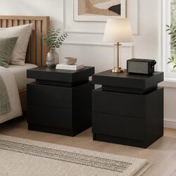 Reliable Bedside Table with Two Drawers for Storage