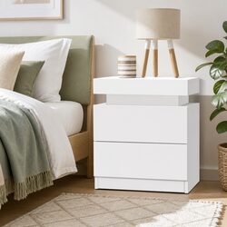 Warm and Practical White Bedside Table