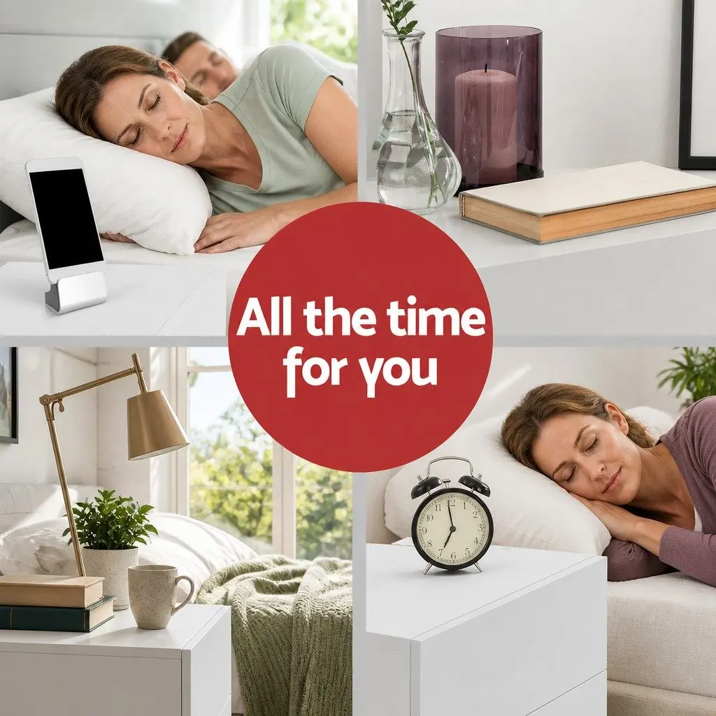 Bedside Table with 2 Drawers Lift-up Storage Compartment White Bedroom Furniture
