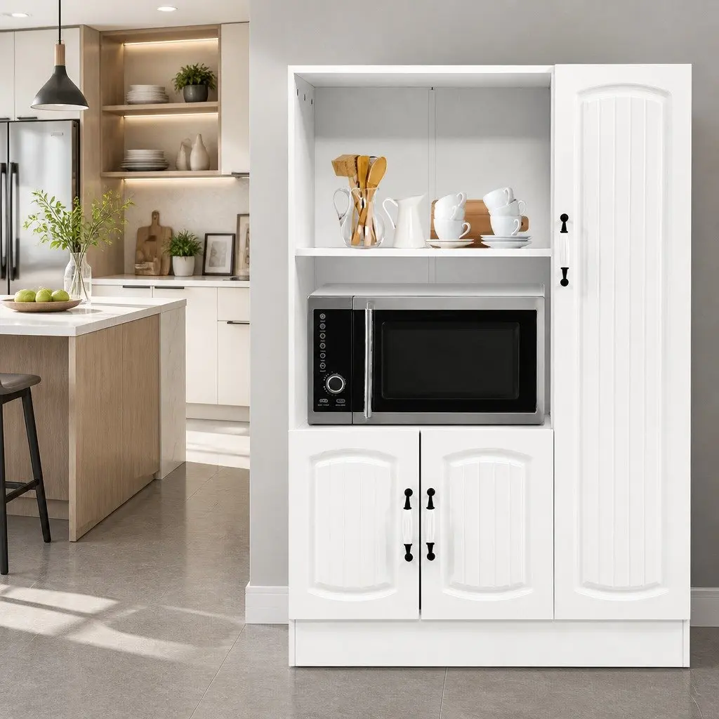 Buffet Sideboard Cabinet Storage Display Shelves White 80cm W x 38.5cm D x 120cm H