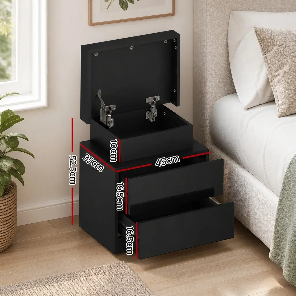 Bedside Table with LED Light and Ample Storage Space