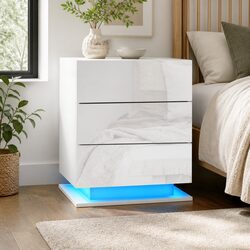 Affordable Modern Bedside Table with LED Features