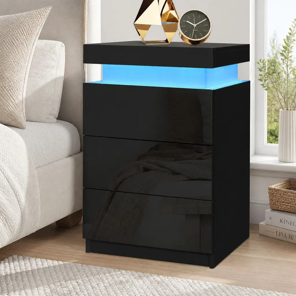 Black Bedside Table with Ample Storage
