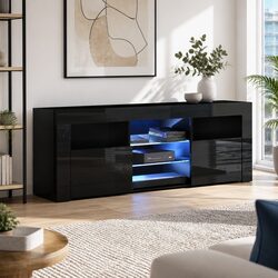 Reliable 160cm Black LED Entertainment Unit for Comfort