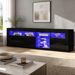 Quality LED TV Unit with Push-Open Storage Solutions