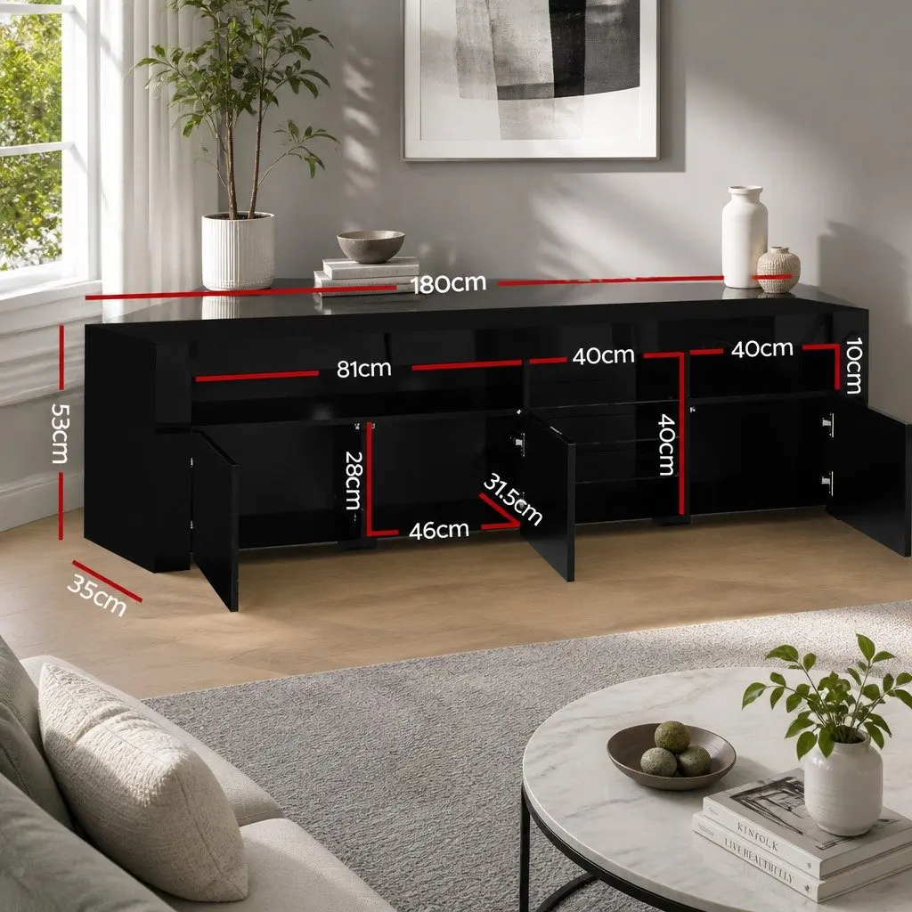 LED TV Unit with Push-Open Storage Solutions