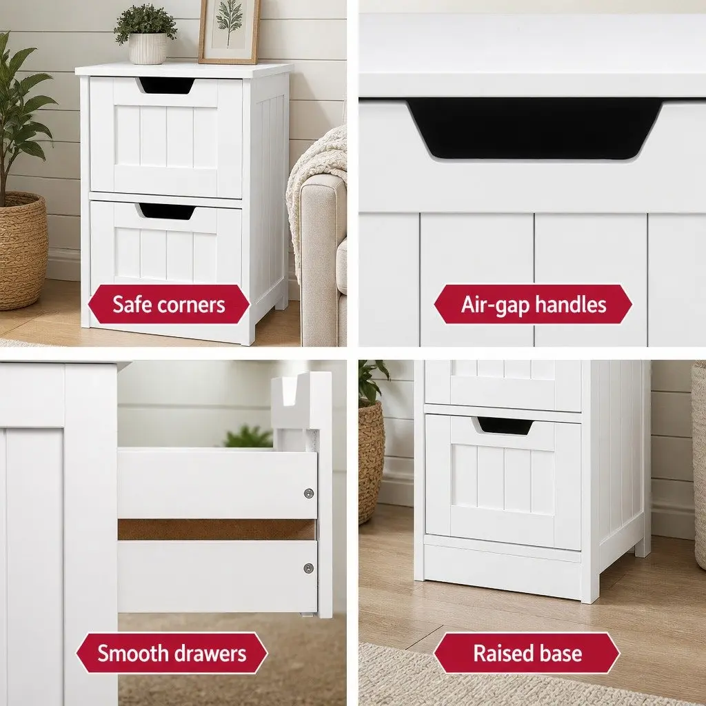 White Chest of Drawers 4 Drawer Storage Cabinet Bedroom Dresser 30cm x 30cm x 81cm