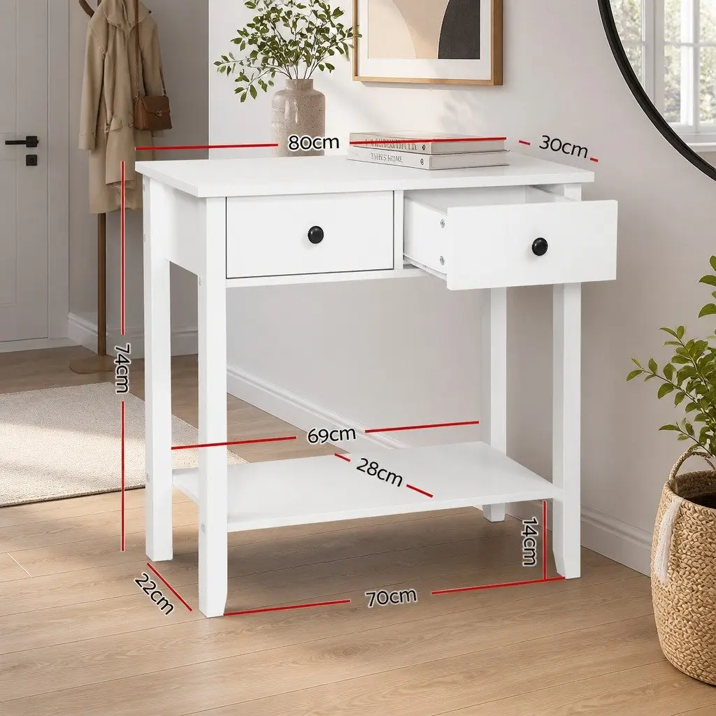White Console Table with Storage Solutions