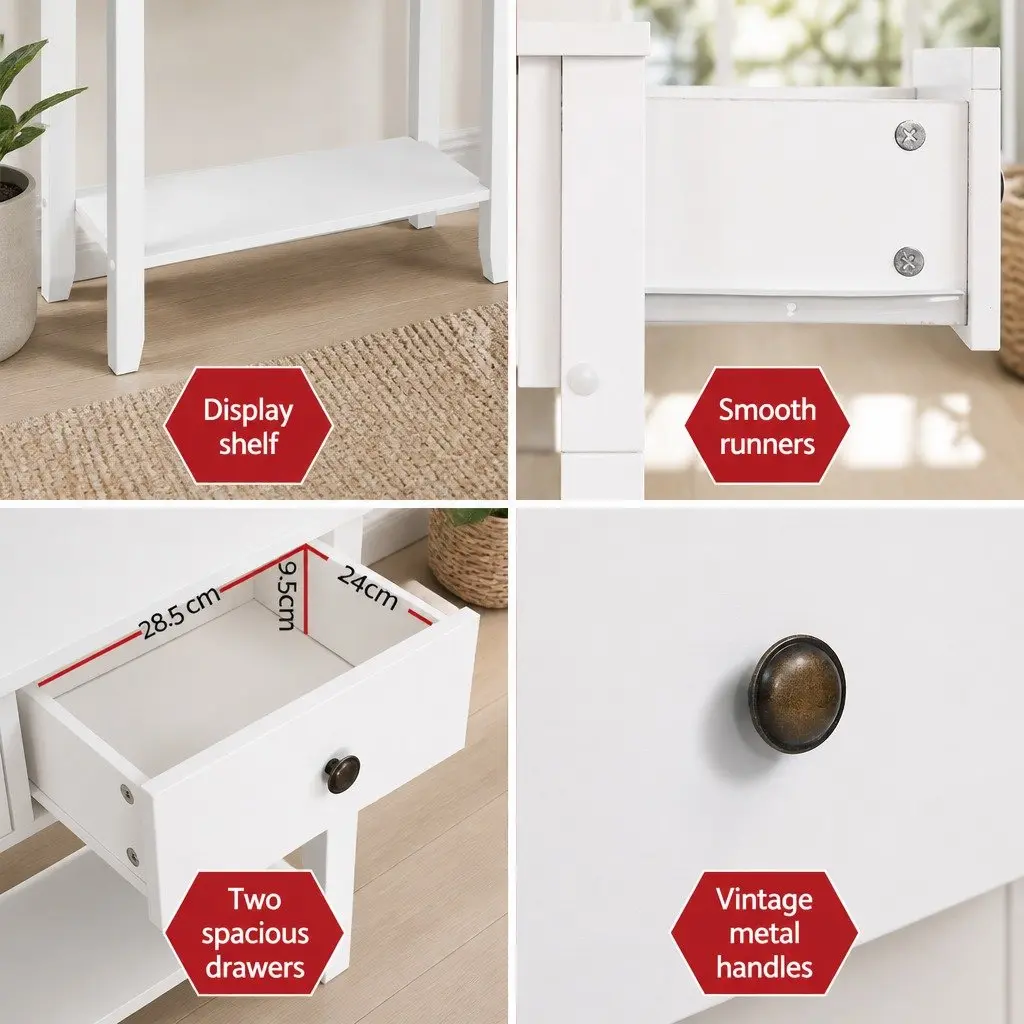 White Console Table with Storage Solutions
