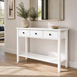 Quality White Console Table with Ample Storage