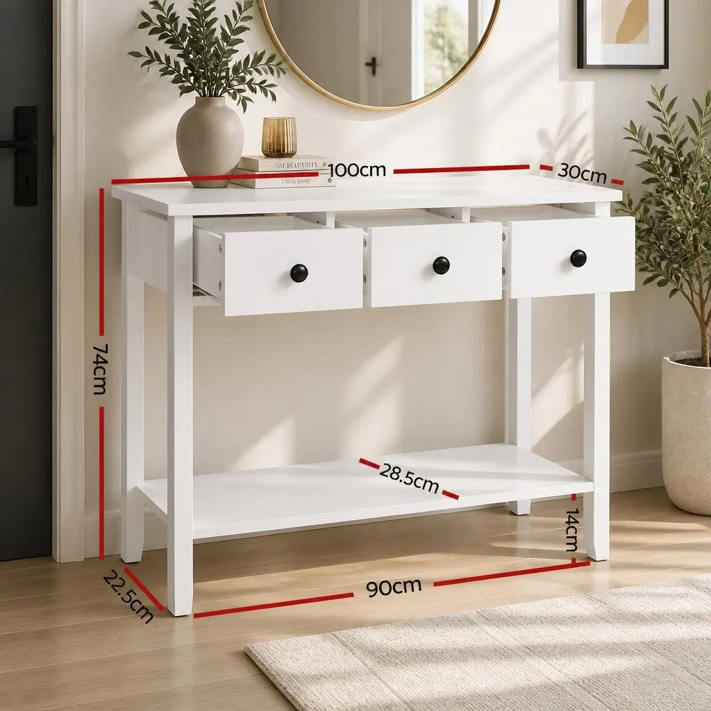 White Console Table with Ample Storage
