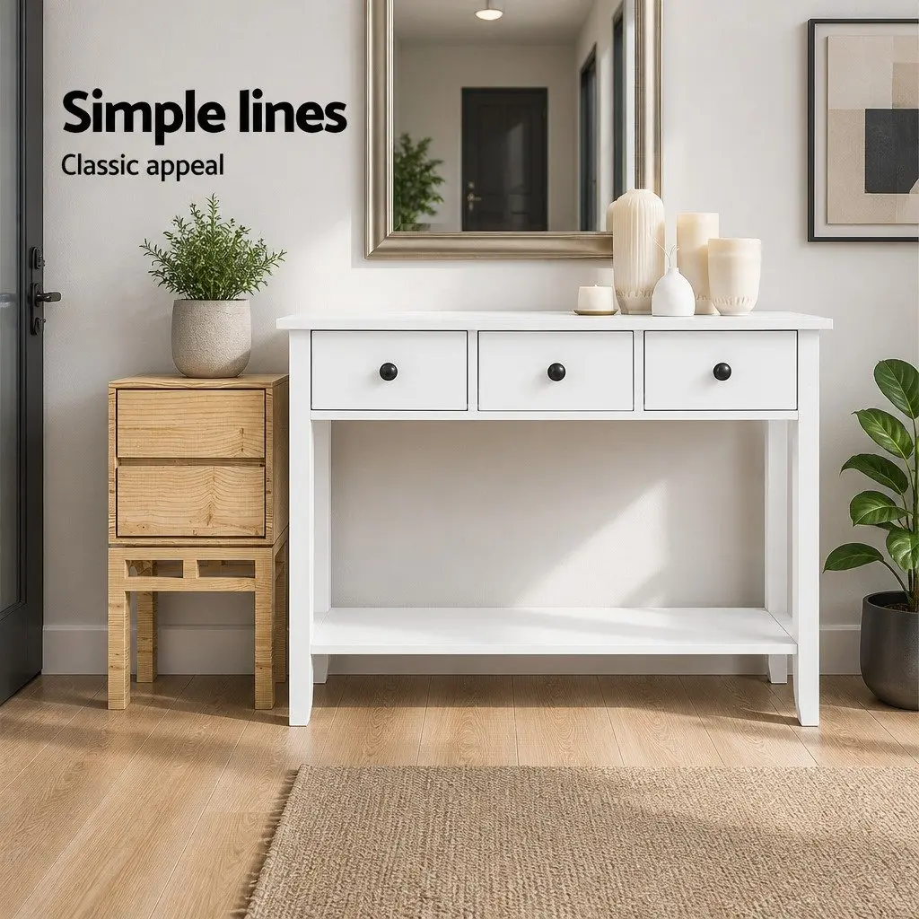 White Console Table with Ample Storage
