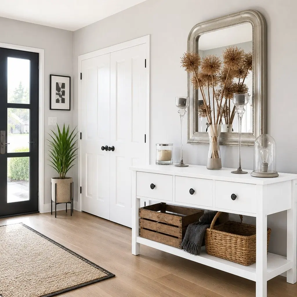 White Console Table with Ample Storage