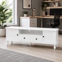 TV Entertainment Unit 160cm White Modern Cabinet with Storage Drawers and