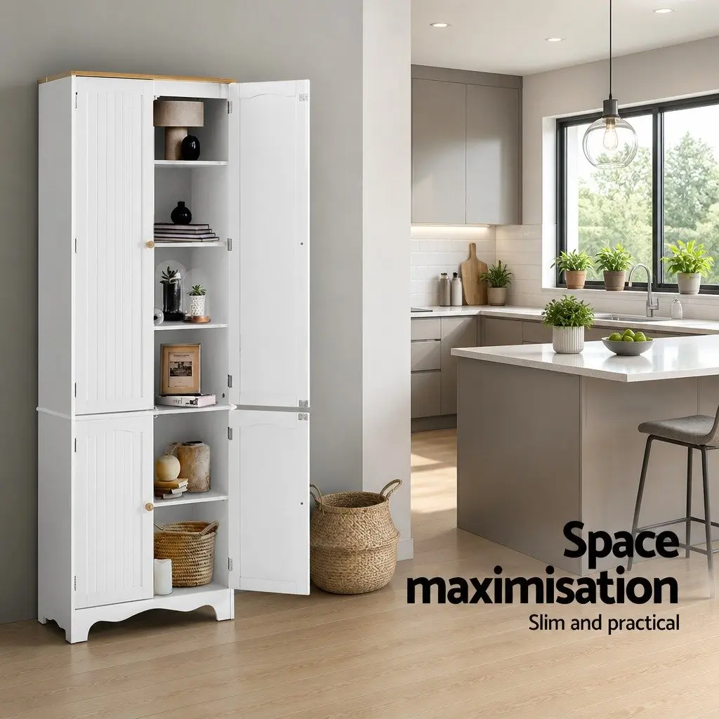 Tall Cupboard Storage Cabinet Kitchen Dining Room White 60cm x 30cm x 183cm
