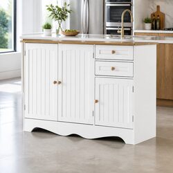White Sideboard 3 Doors Storage Cabinet Dining Room Buffet Furniture Drawers