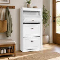 Reassuring 3-Tier White Shoe Cabinet for Your Home