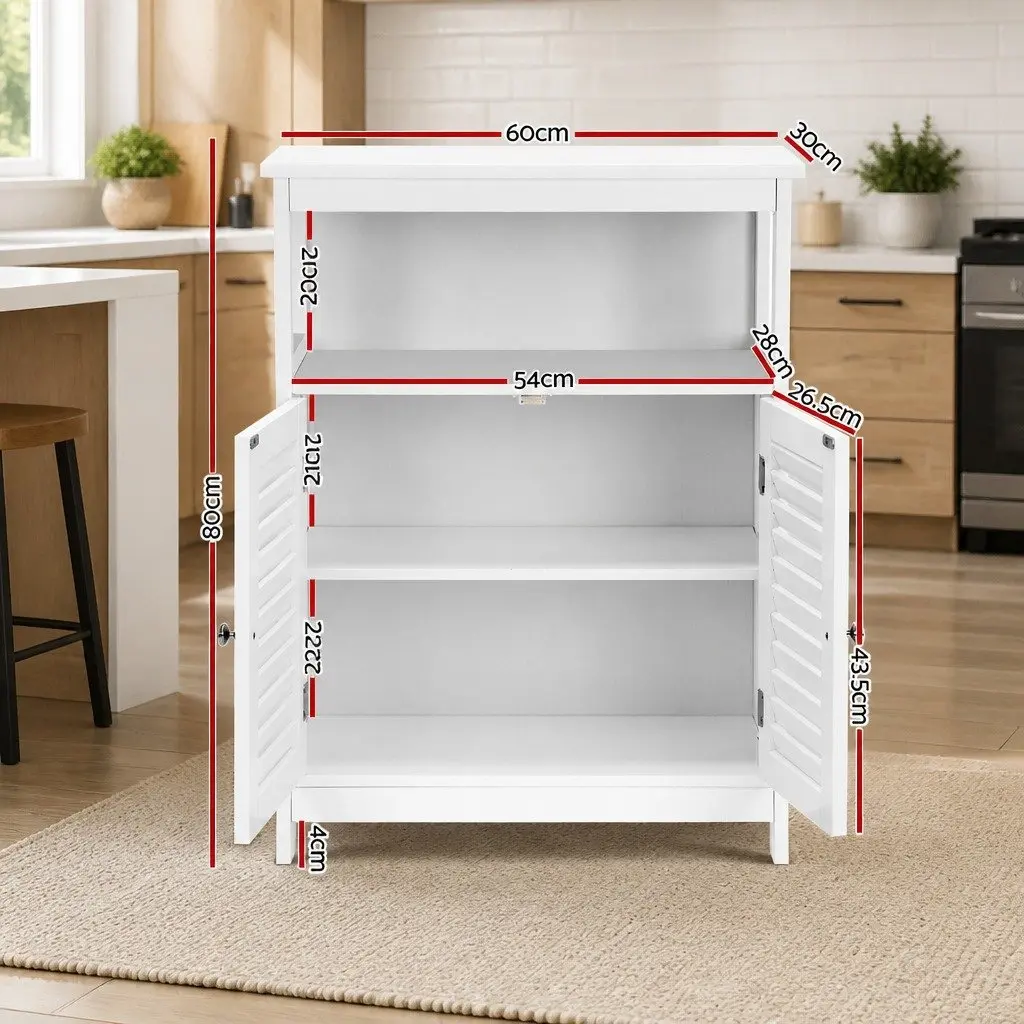 Buffet Sideboard Storage Cabinet Louvred Cupboard 60cm White