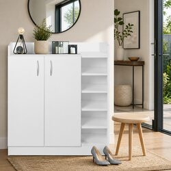 Quality White Shoe Cabinet for 21 Pairs of Shoes