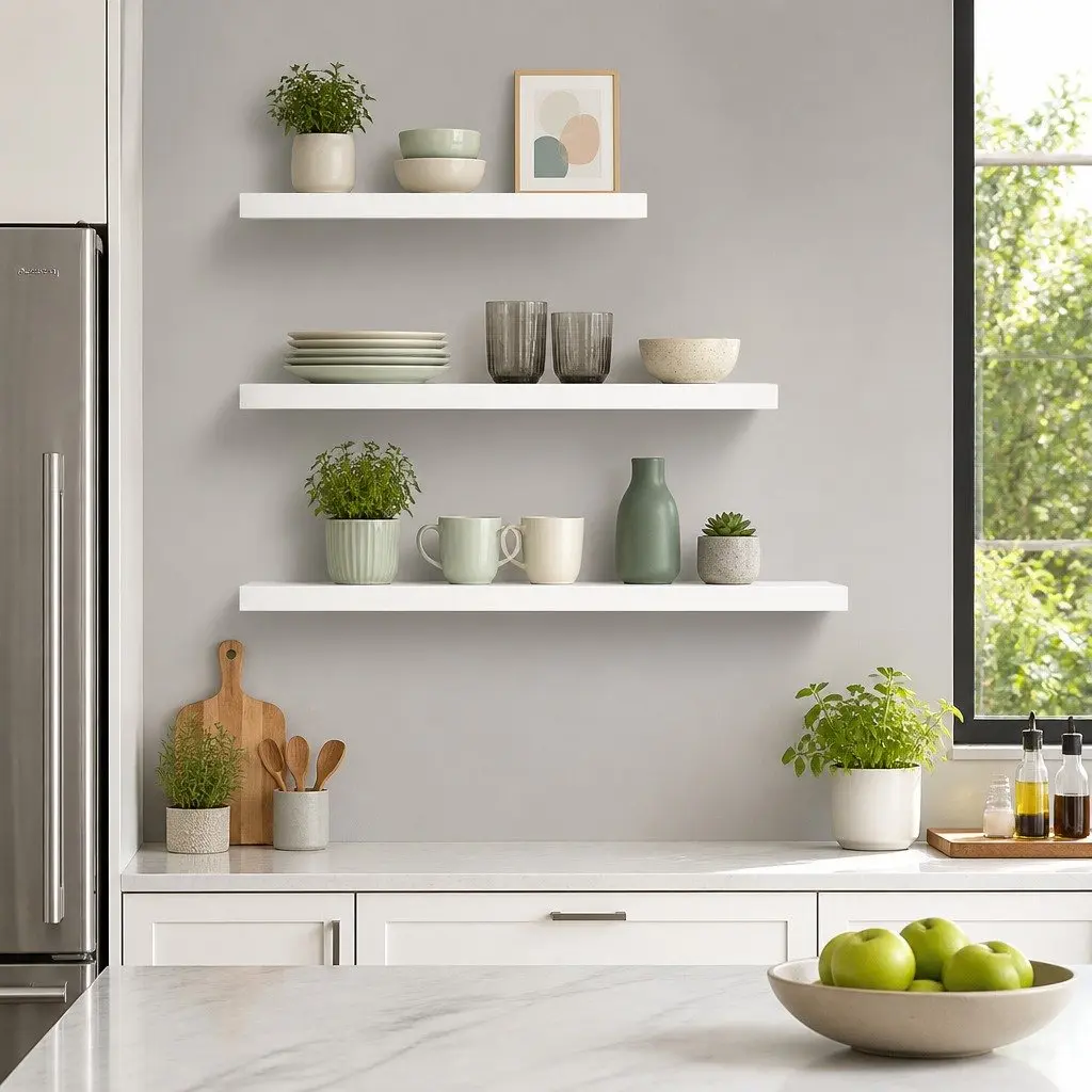Floating Wall Shelf Set of 3 White Display Storage Books Photos Home Office