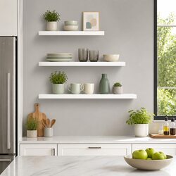 Value Pack of 3 Durable Floating Wall Shelves in White
