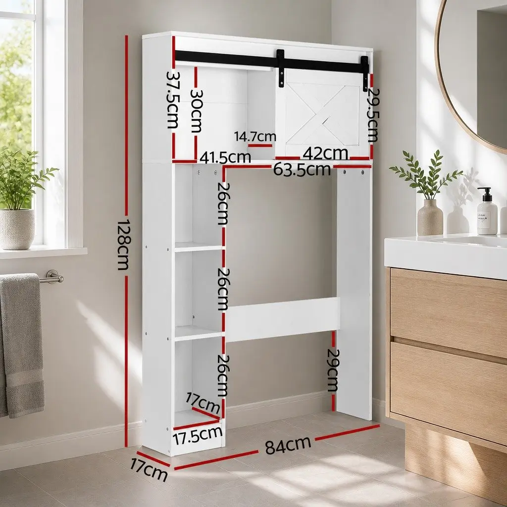 Bathroom Storage Cabinet Over Toilet Organiser 3-Tier Open Shelves White
