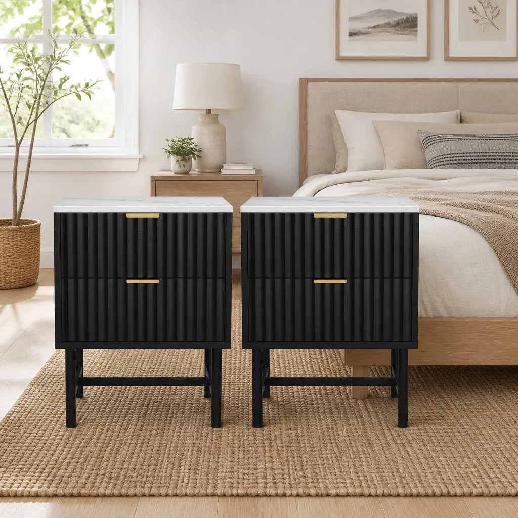 Bedside Table with Two Storage Drawers