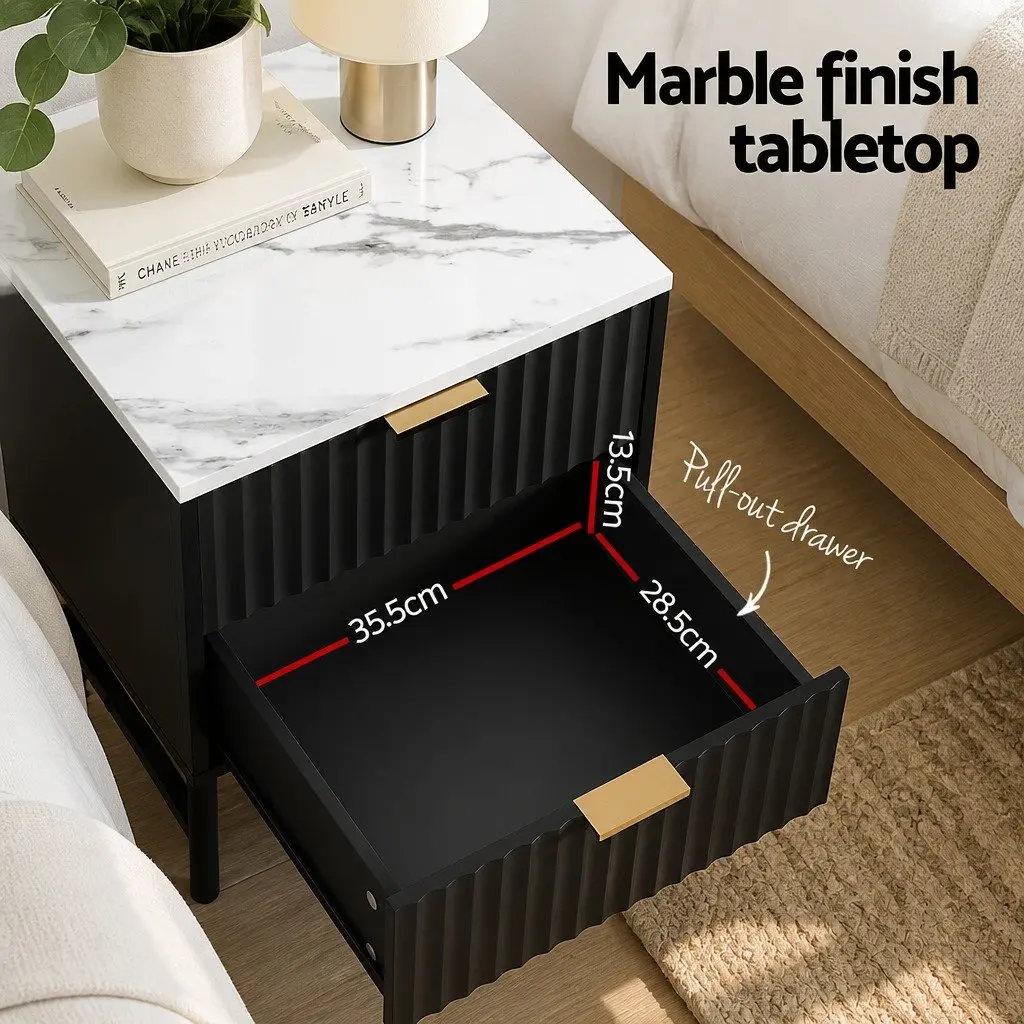 Bedside Table with Two Storage Drawers