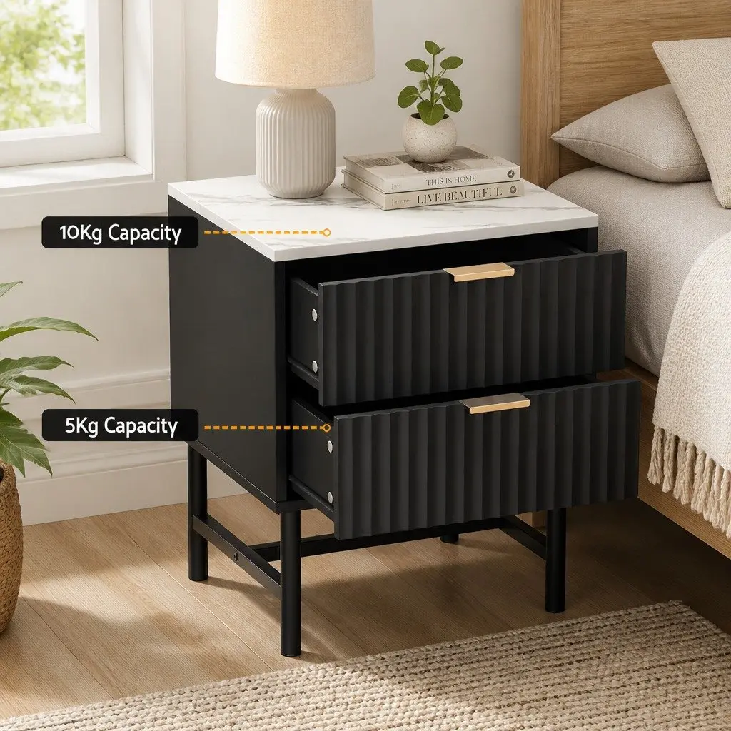 Bedside Table with Two Storage Drawers