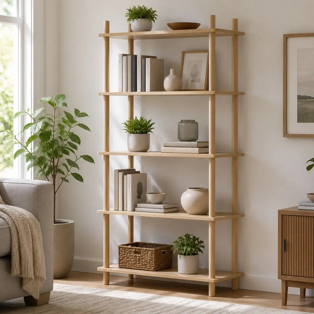 5-Tier Bookshelf with Pine Finish