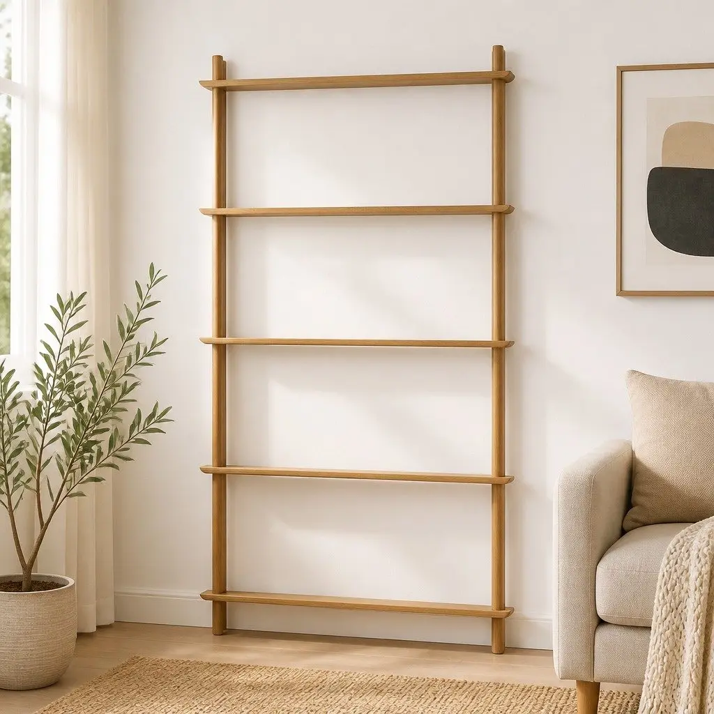 5 Tier Bookshelf Storage Rack Display Stand Living Room Organiser Pine